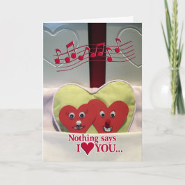 Tarjeta Humor de Aniversario - Dos Corazones en la Cama