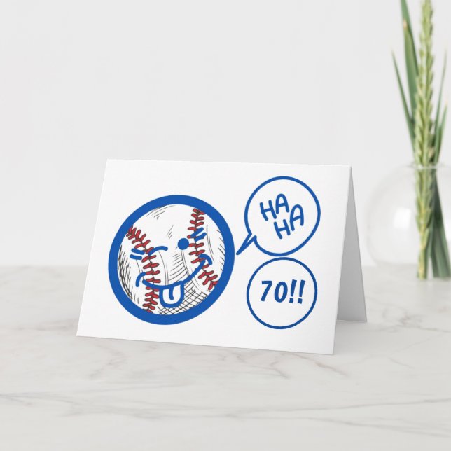 TARJETA HUMOR DE BÉISBOL "70″ Y UN POCO DE HUMOR DE CUMPLE (Anverso)