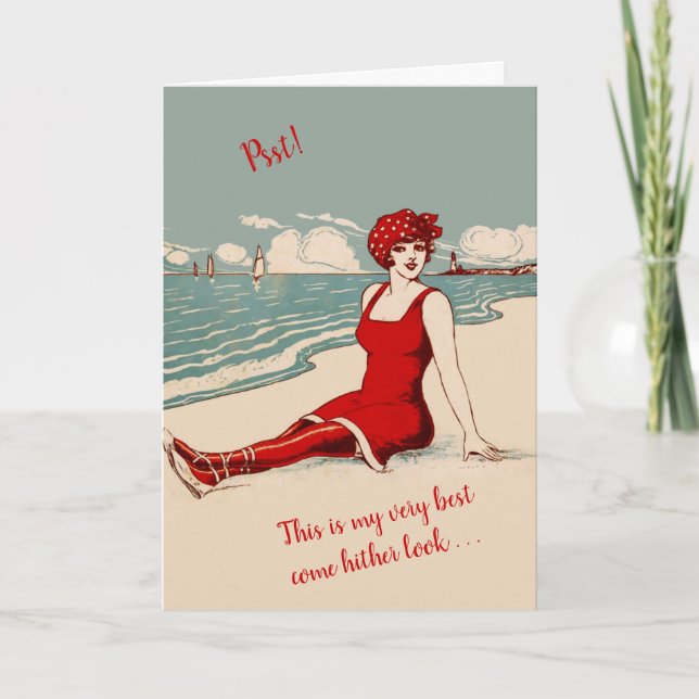Tarjeta Humor de belleza de playa llega hasta San Valentín (Anverso)