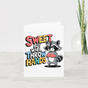 Tarjeta Humor De Boxeo De Raccoon Dulce Pero Difícil Funn
