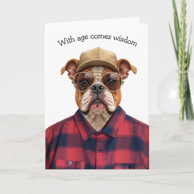 Tarjeta Humor de Bulldog de cumpleaños (Anverso)