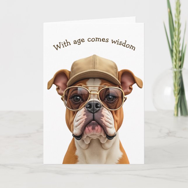Tarjeta Humor de Bulldog de cumpleaños (Anverso)