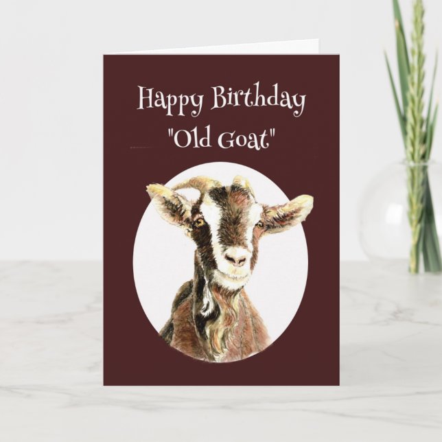 Tarjeta Humor de cabra "Over the Hill" feliz cumpleaños nú (Anverso)