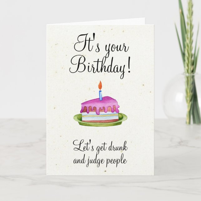 Tarjeta Humor de Cumpleaños Bebida Divertida (Anverso)