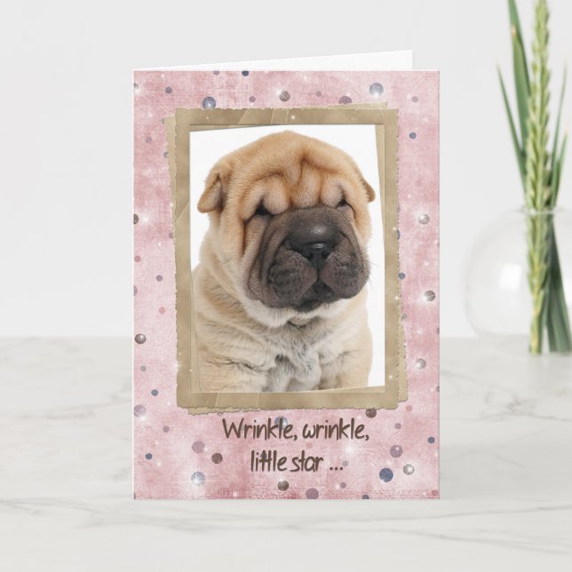 Tarjeta Humor de cumpleaños chino Shar-pei (Anverso)