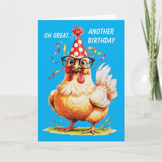 Tarjeta Humor de cumpleaños con pollo (Anverso)