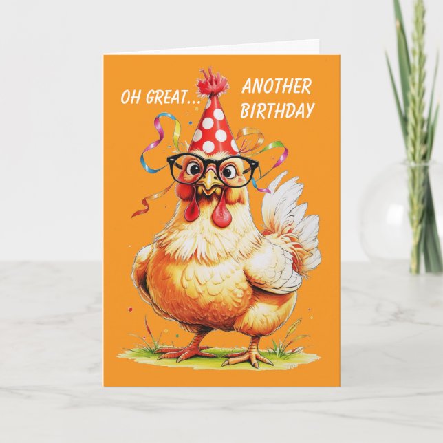Tarjeta Humor de cumpleaños con pollo (Anverso)