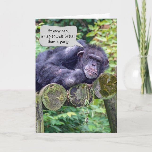 Tarjeta Humor de cumpleaños de Chimpanzee (Anverso)