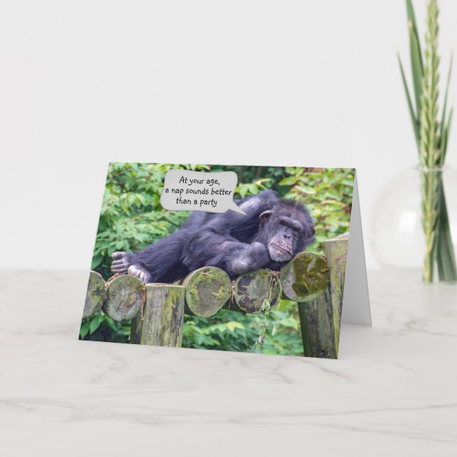 Tarjeta Humor de cumpleaños de Chimpanzee (Anverso)