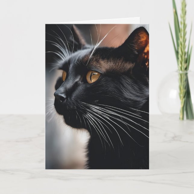 Tarjeta Humor de cumpleaños de gato negro (Anverso)