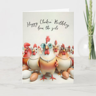 Tarjeta Humor de cumpleaños de Girly Chickens