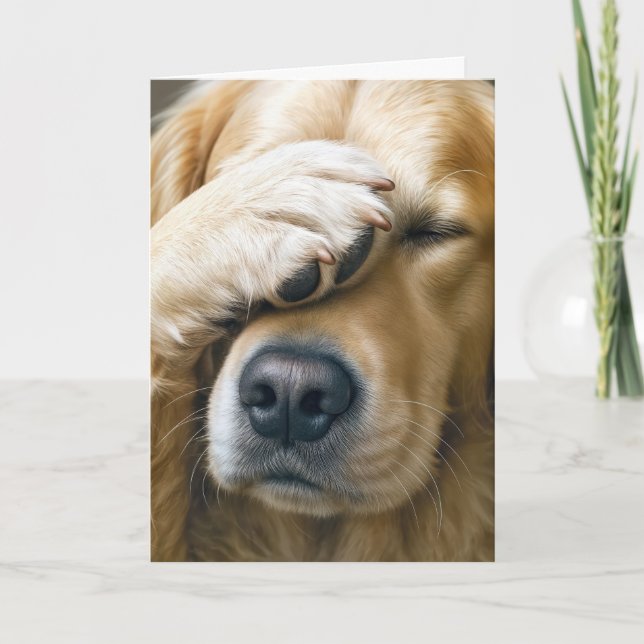 Tarjeta Humor de cumpleaños de Golden Retriever (Anverso)