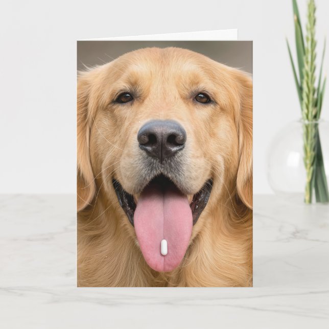 Tarjeta Humor de cumpleaños de Golden Retriever (Anverso)