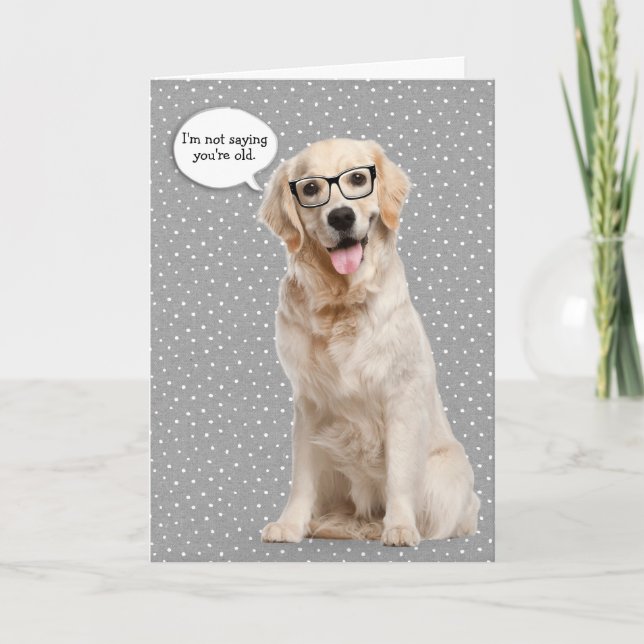 Tarjeta Humor de cumpleaños de Golden Retriever (Anverso)