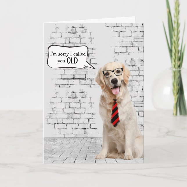 Tarjeta Humor de cumpleaños de Golden Retriever (Anverso)