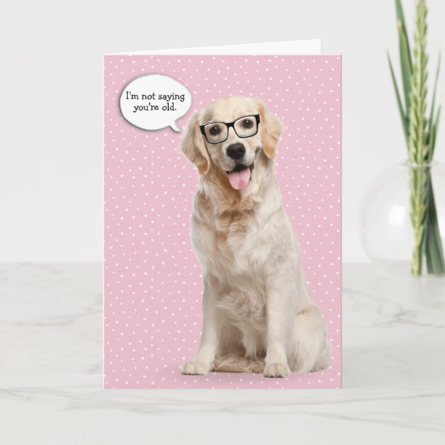 Tarjeta Humor de cumpleaños de Golden Retriever (Anverso)