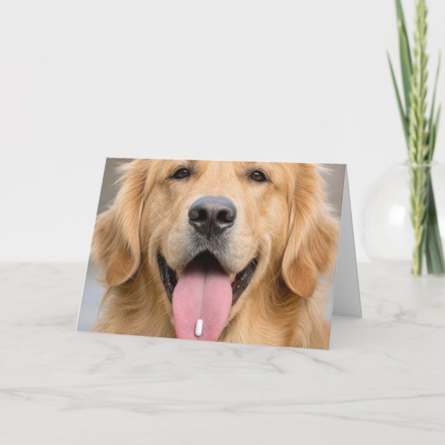 Tarjeta Humor de cumpleaños de golden retriever anciano (Anverso)