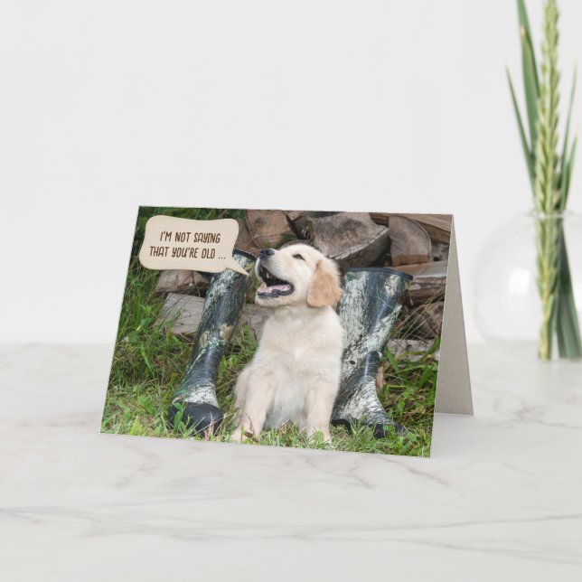 Tarjeta Humor de cumpleaños de Golden Retriever Puppy (Anverso)
