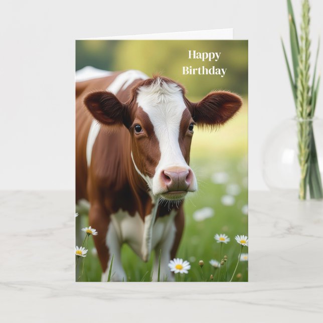 Tarjeta Humor de cumpleaños de Guernsey Cow (Anverso)