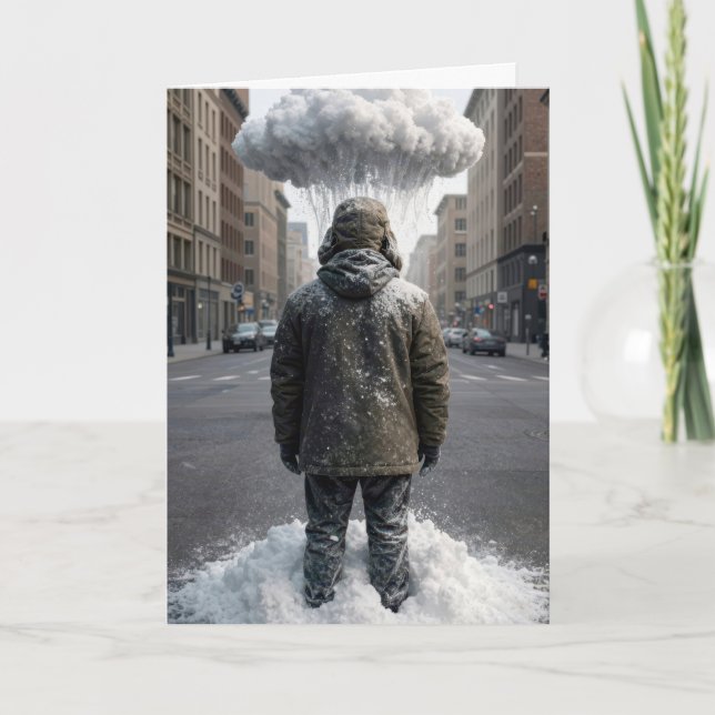 Tarjeta Humor de cumpleaños de invierno Nube de nieve (Anverso)