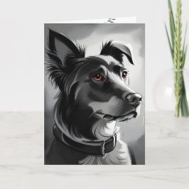 Tarjeta Humor de cumpleaños de perro negro y plateado