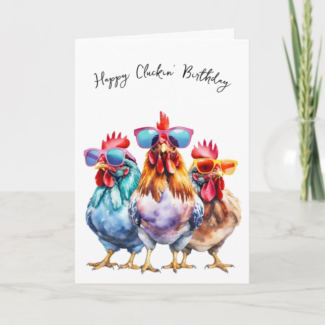 Tarjeta Humor de cumpleaños de pollos divertidos (Anverso)