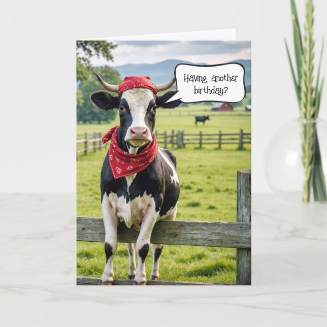 Tarjeta Humor de cumpleaños de vaca Holstein (Anverso)