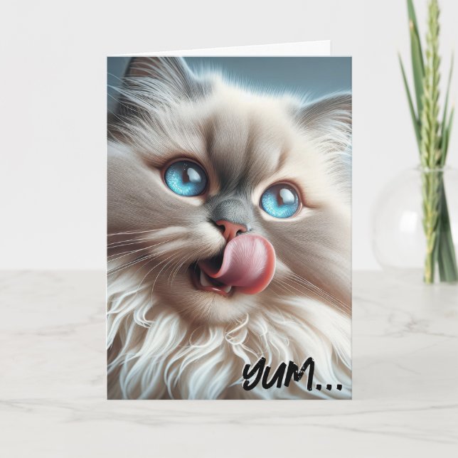 Tarjeta Humor de cumpleaños del gato del Himalaya (Anverso)