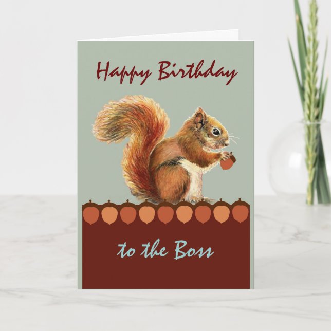 Tarjeta Humor de cumpleaños del jefe de las nueces, arte d (Anverso)