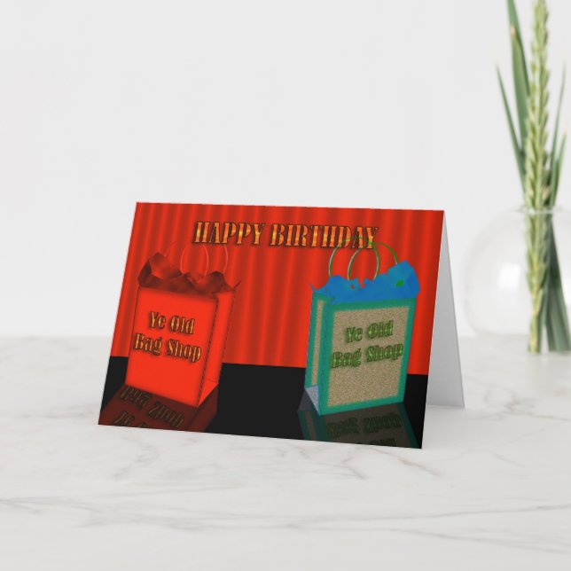 Tarjeta Humor de cumpleaños feliz, dos bolsos viejos (Anverso)
