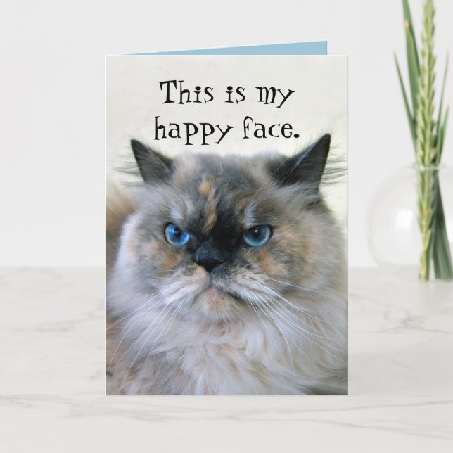 Tarjeta Humor de cumpleaños feliz gato persa himalayo (Anverso)