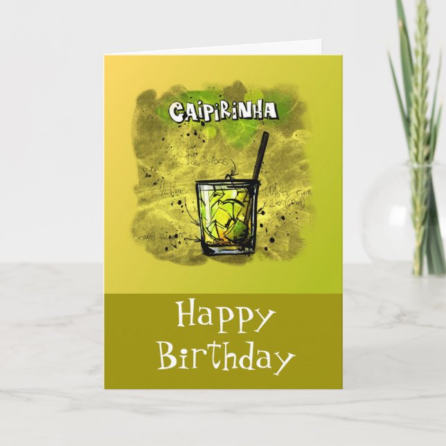 Tarjeta Humor de cumpleaños feliz - Receta de Caipirinha (Anverso)