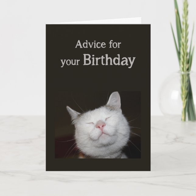 Tarjeta Humor de cumpleaños lindo gato consejo de humor In (Anverso)