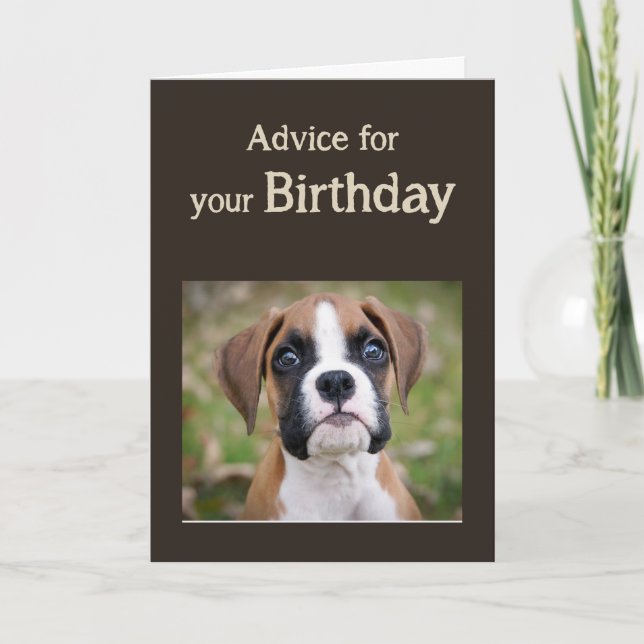 Tarjeta Humor de cumpleaños perro lindo consejo de humor I (Anverso)