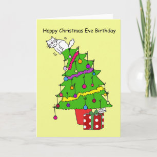 Tarjeta Humor de gato por cumpleaños el 24 de diciembre