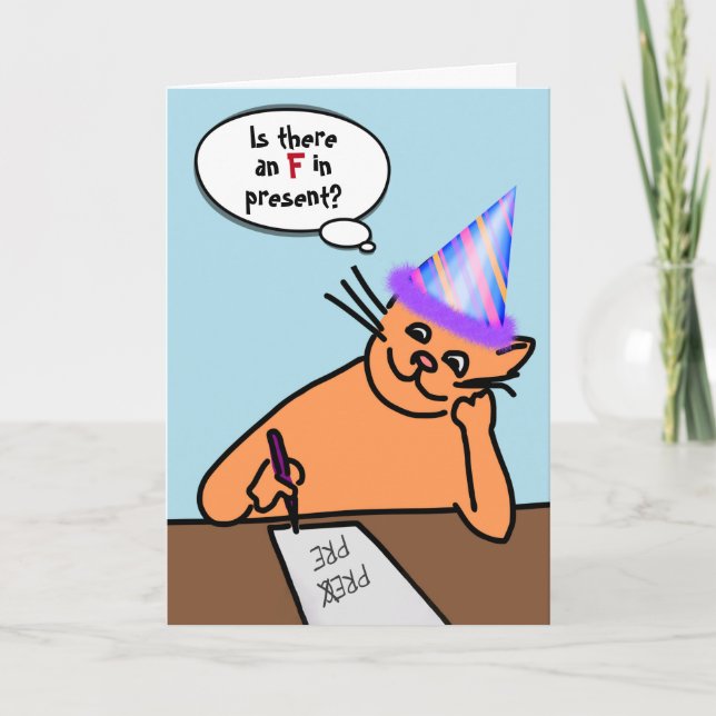 Tarjeta Humor de gatos de cumpleaños (Anverso)