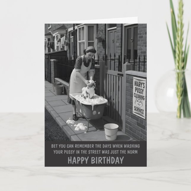 Tarjeta Humor de Gatos Divertidos Cumpleaños (Anverso)