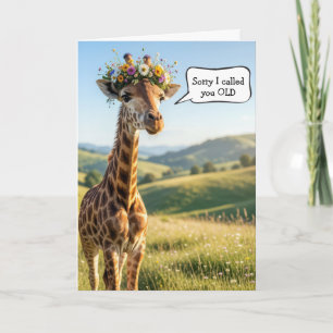 Tarjeta Humor de jirafa de cumpleaños envejeciendo