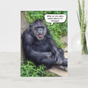 Tarjeta Humor de jubilación de chimpancé feliz