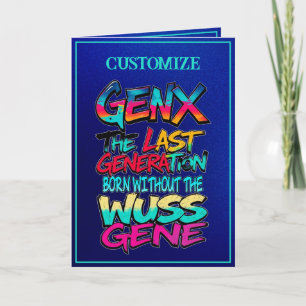 Tarjeta Humor de la Generación X en Cualquier Ocasión Azul
