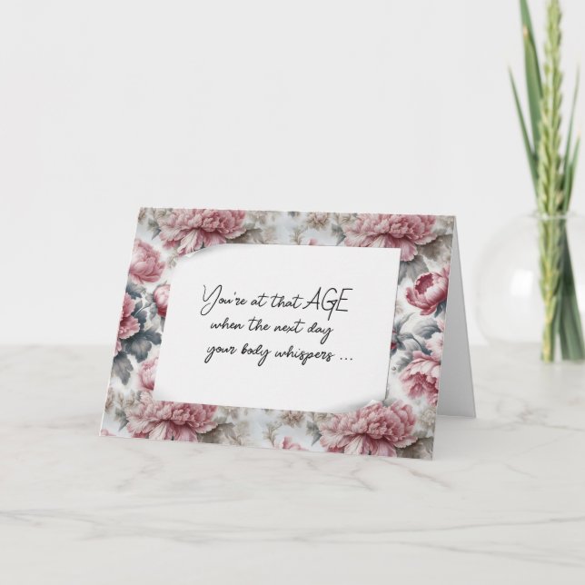 Tarjeta Humor de la Peonía Rosa de Cumpleaños (Anverso)