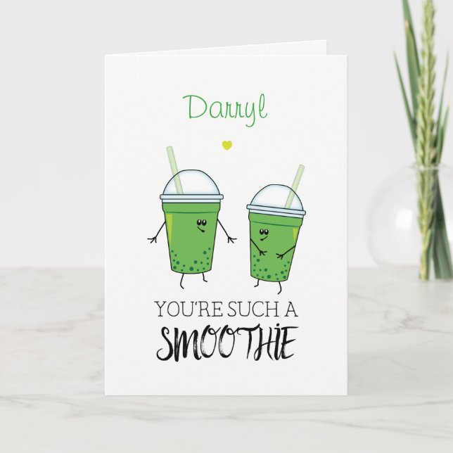 Tarjeta Humor de los Flirty Kawaii Foodie Verde Smoothies (Anverso)