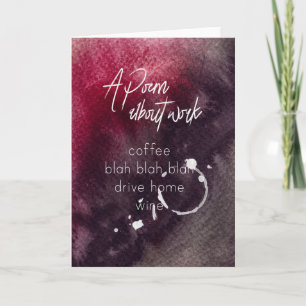 Tarjeta Humor de oficina Contador Trabajo Alcohol Vino Div