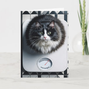 Tarjeta Humor de pérdida de peso Gato en una escala