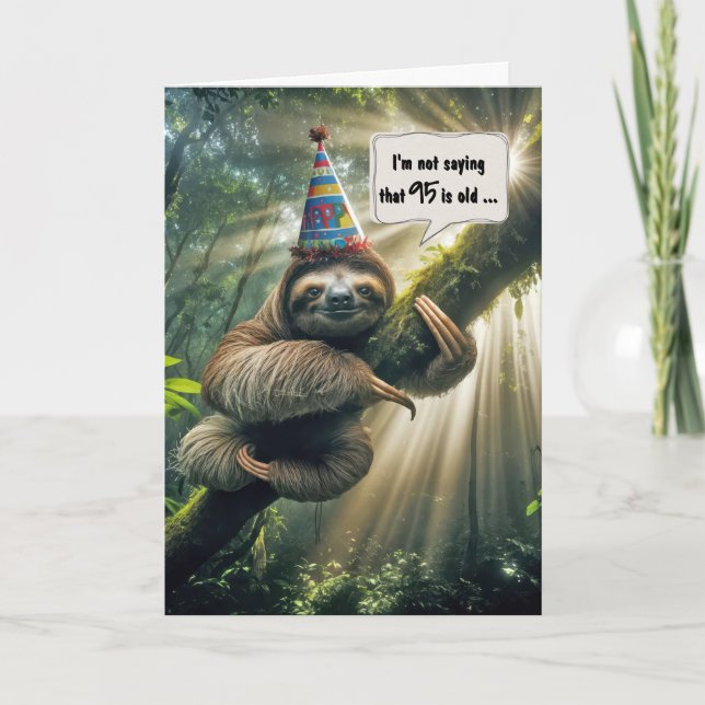 Tarjeta Humor de perezoso en su cumpleaños 95 (Anverso)