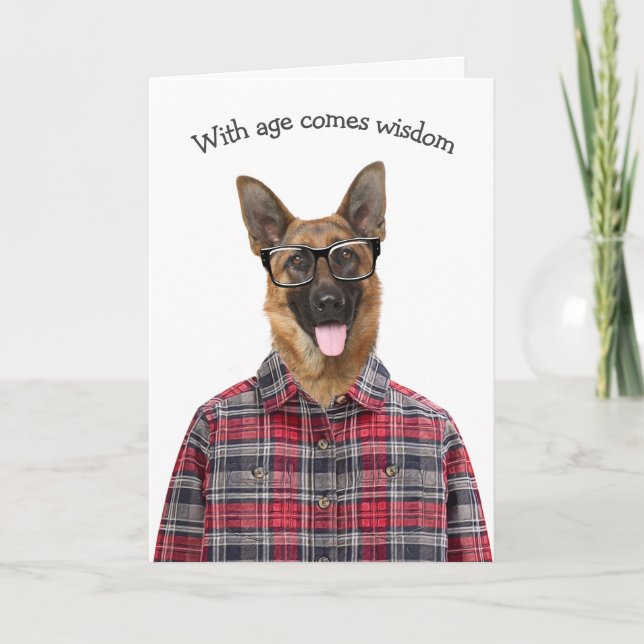 Tarjeta Humor de perro pastor alemán de cumpleaños (Anverso)