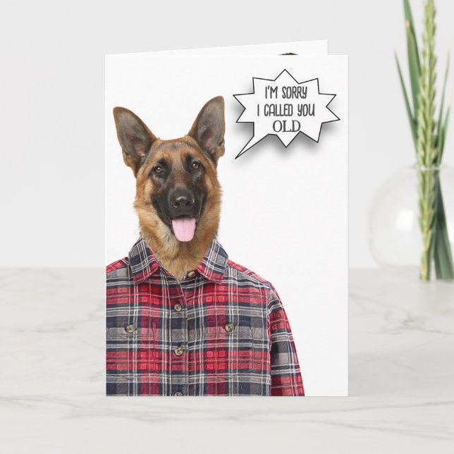 Tarjeta Humor de perro pastor alemán de cumpleaños (Anverso)