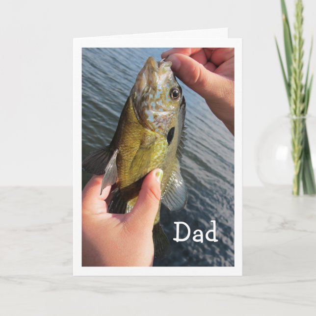 Tarjeta Humor de pesca para el día del padre de papá (Anverso)