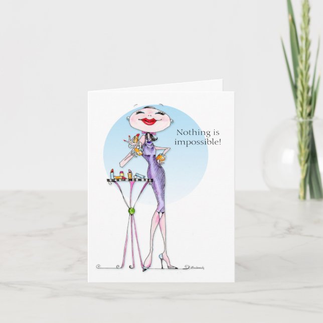 Tarjeta Humor de pintalabios, cumpleaños de mujeres, cumpl (Anverso)