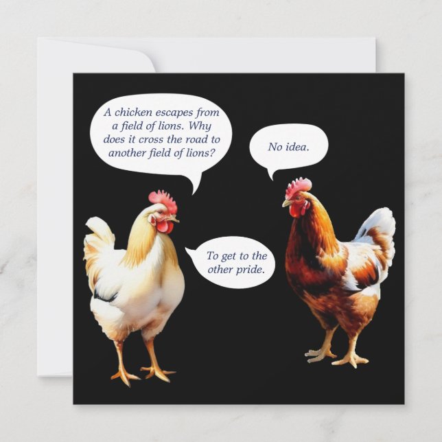Tarjeta Humor de pollo Gracioso saludo de Novedad de Chist (Anverso)